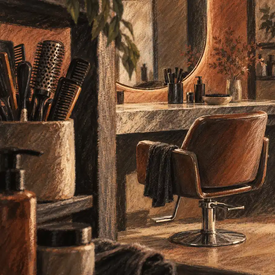 Illustration of beauty businesses equipment and workspace
